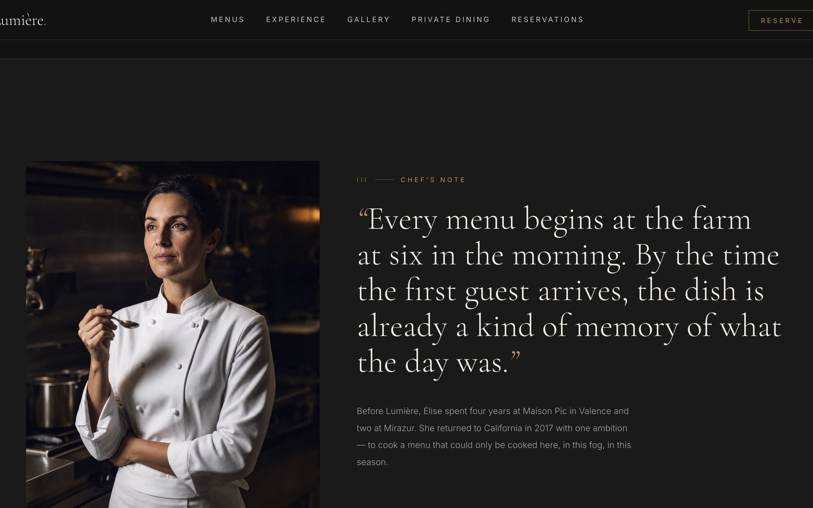 Lumière — page section, live capture