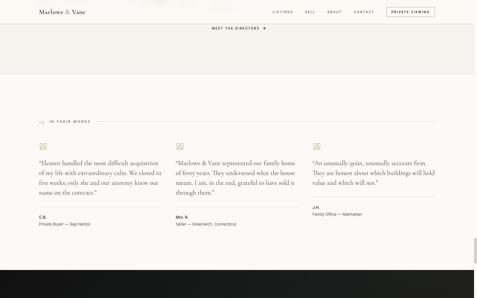 Marlowe & Vane — page section, live capture